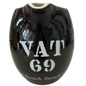 Vintage Black VAT 69 Ceramic Pitcher